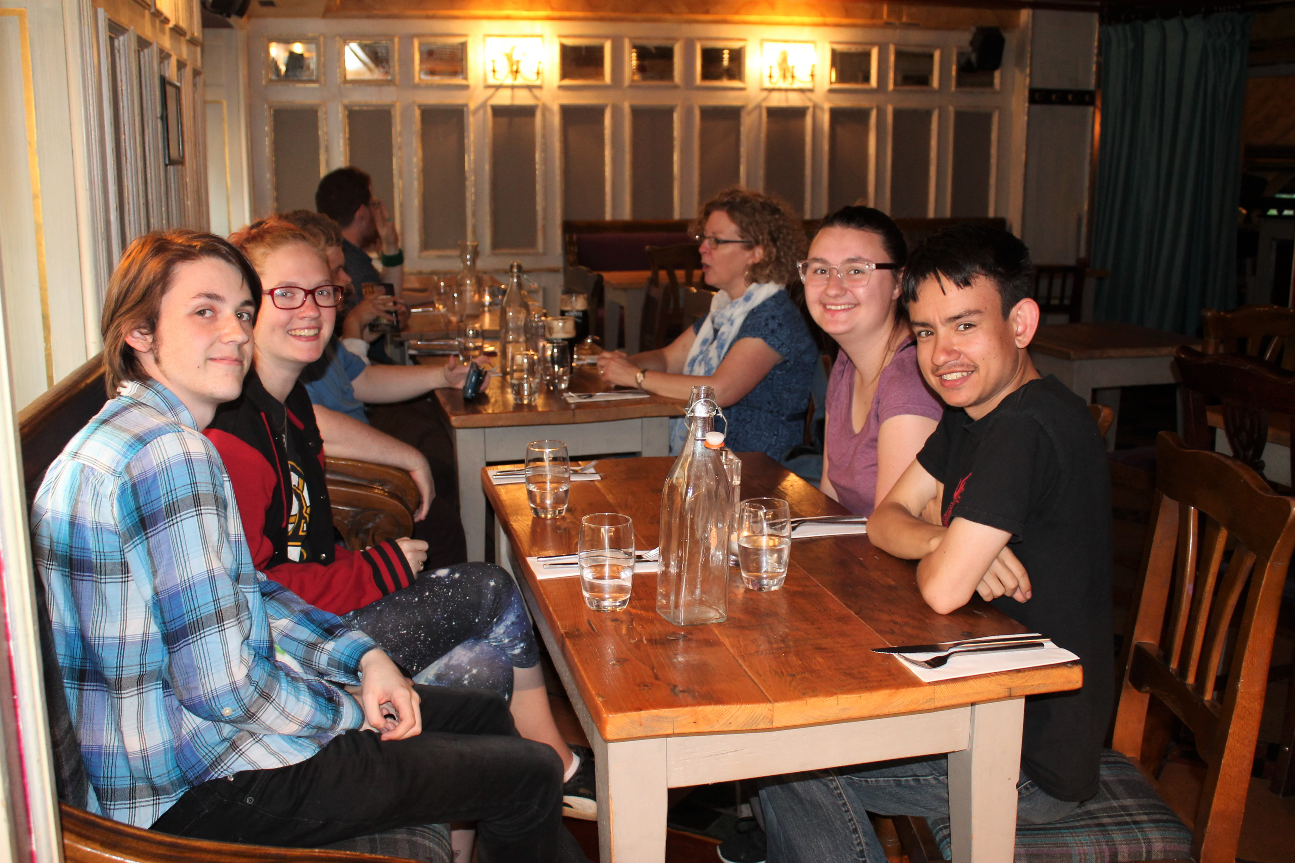 Landmark College Study Abroad Group enjoying dinner at Skeff Slainte